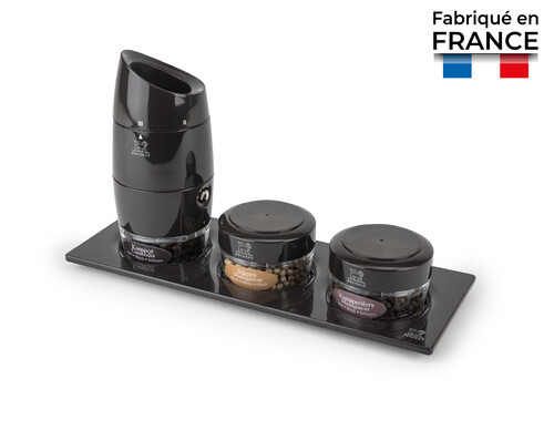 Moulin &agrave; poivre multi-r&eacute;servoirs Zanzibar avec trois poivres grand cru